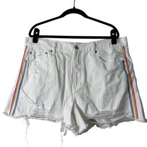 American Eagle Women's super High Waisted Festival White Denim Shorts Size 18